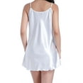 thumbnail image 3 of BadPiggies Womens Satin Silk Nightdress V Neck Adjustable Spaghetti Shoulder Straps Lingerie Babydoll Sleepwear (S, White), 3 of 5