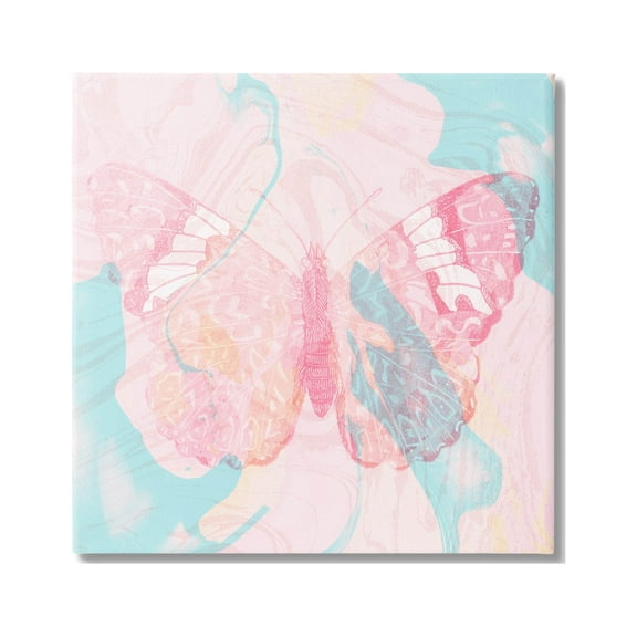 Stupell Industries Marbled Pastel Butterfly Graphic Art Gallery Wrapped Canvas Print Wall Art, Design by Daphne Polselli