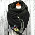 thumbnail image 2 of Women Feather Print Cotton Winter Warm Button Up Scarf, 2 of 3