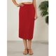 thumbnail image 3 of Falda Naggoo roja para mujer, casual, de cintura alta, hasta la rodilla, 3 of 5