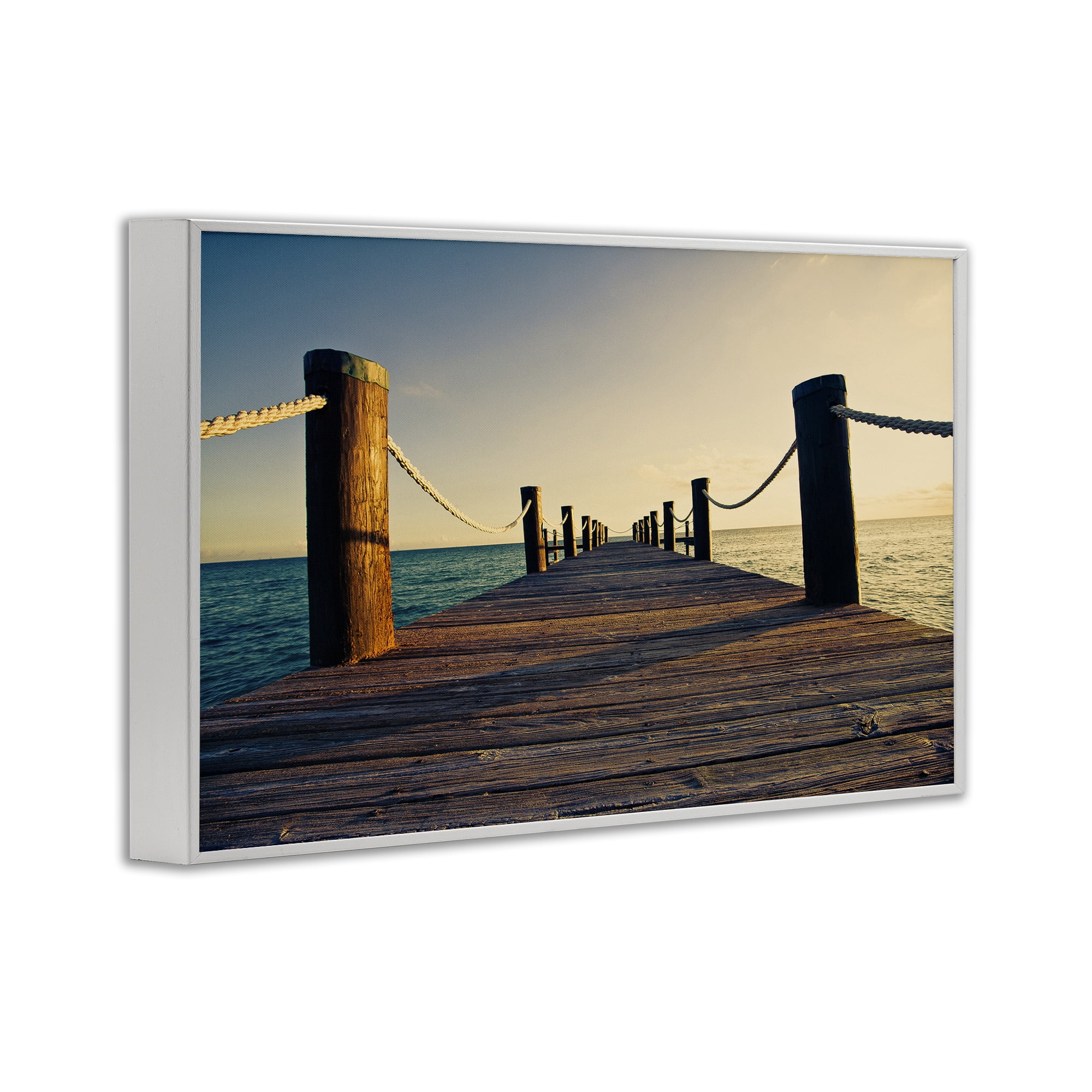 Stupell Industries Summer Coastal Dock Coastal Photography White Framed Art Print Wall Art, 30 x 20