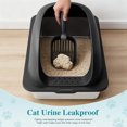 thumbnail image 5 of CONCETTA 24in Stainless Steel Cat Litter Box with Lid, Large Cat Litter Box for Cats, High Wall Sides, Anti-Urine Leakage, Easy Cleaning, Scoop and Mat Included, Black, 5 of 9