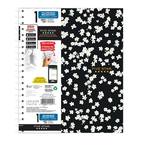 Cahier Dense Daisy Five Star®, 1 sujet, 80 pages Cahier