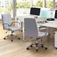 thumbnail image 3 of Alden Design Adjustable Mid-Back Faux Leather Swivel Executive Office Chair, Light Gray, 3 of 10