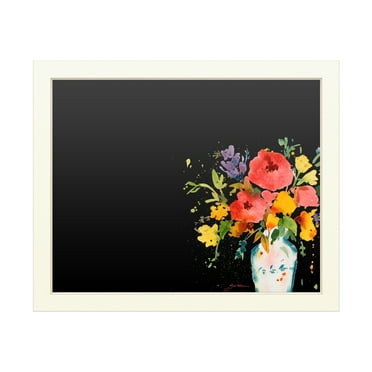 Trademark Fine Art 'White Vase with Bright Flowers' Chalkboard by Sheila Golden