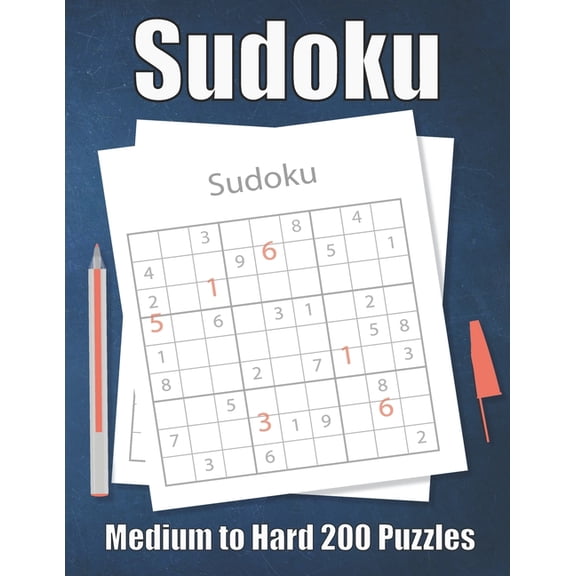 Sudoku Medium to Hard 200 Puzzles: Large Print Sudoku Puzzle Book, (Paperback)