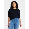 thumbnail image 2 of Time and Tru Women's Ribbed Sweater with Flounce Sleeves, Midweight, Sizes XS-XXXL, 2 of 6