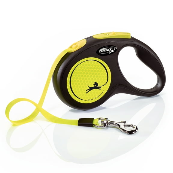 Flexi New Neon Small Tape Retractable Dog Leash, 16 ft, Black/Neon (For Dogs up to 33 lbs)