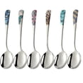 thumbnail image 1 of Cuchara de metal de 6 piezas Cuchara de sopa de usos múltiples Cuchara decorativa Cuchara suave Cuchara de acero inoxidable HOMEMAXS 14986347-MX, 1 of 6