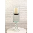thumbnail image 6 of Contemporary Ribbed Cylinder Glass Pillar Candle Holder On Pedestal Stand 17"H, 6 of 6