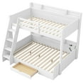 thumbnail image 4 of Euroco Twin over Full Bunk Bed with Shelves and Drawer for Kids Teens, LED Light and USB Charging Station, White, 4 of 13