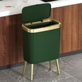 thumbnail image 4 of Cateissary Cesto de basura moderno y estrecho para cocina - Bote de basura fácil de usar con botón elegante Suministros de limpieza para el hogar Oro blanco (15L33.2*19.6*48.5cm, 4 of 6