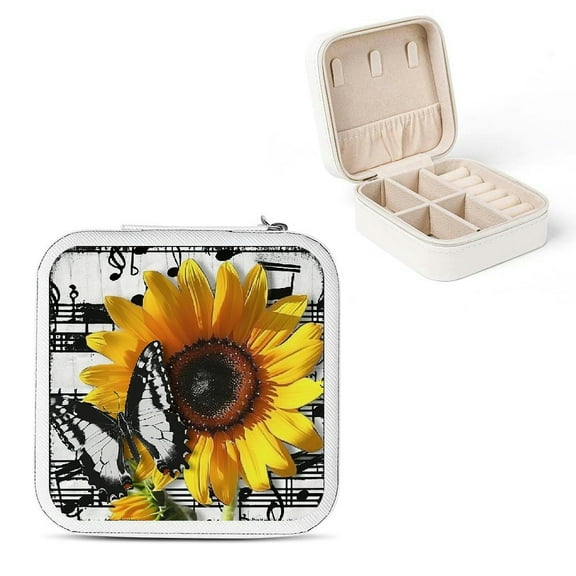 Shiartex Sunflower Butterfly Music Notes Flexible Storage Jewelry Box for Necklace, Ring, Earring - Friendship Day Gifts White