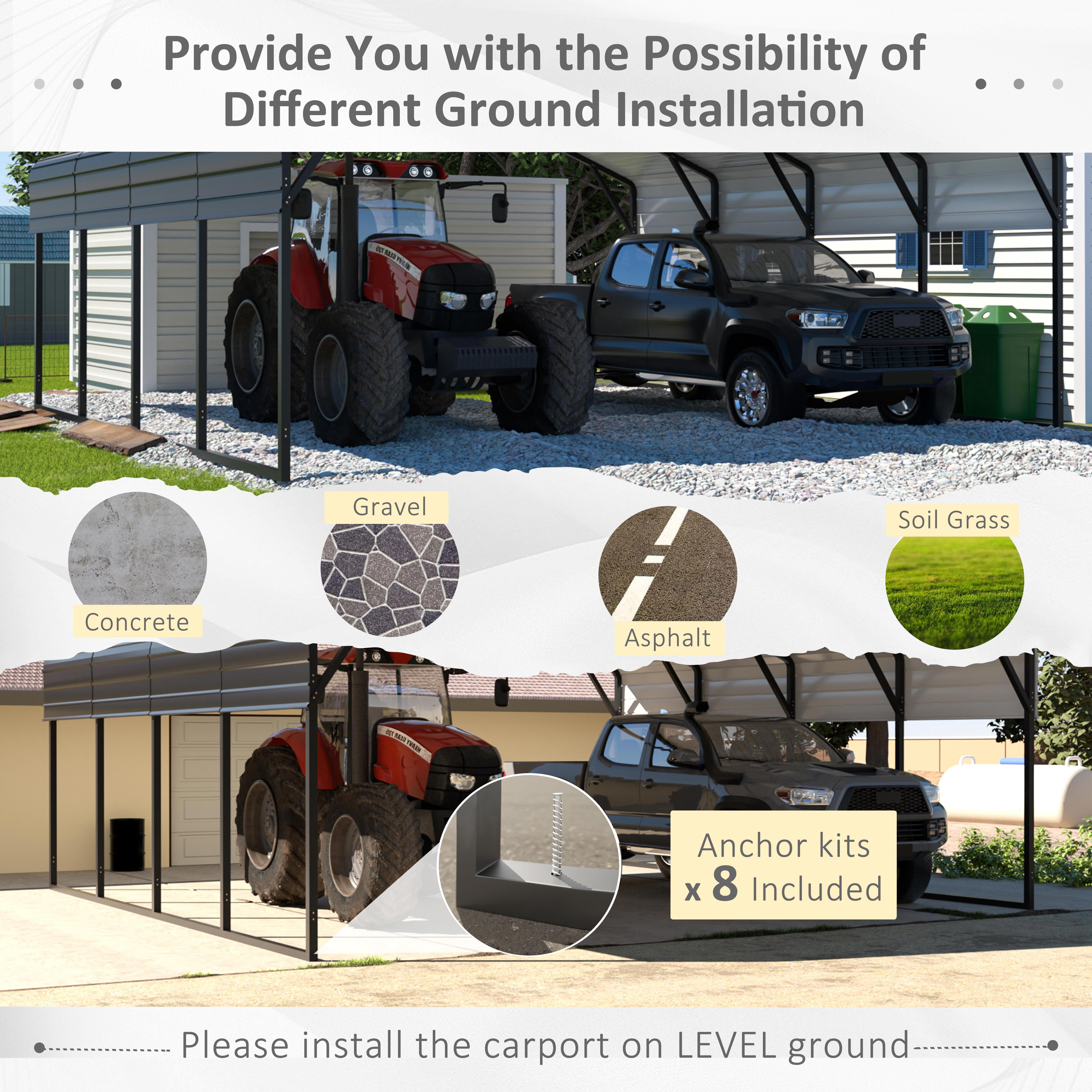 VEIKOUS 20' x 20' Metal Carport for 2 Cars, Outdoor Galvanized Metal Heavy Duty Storage Garage with Weatherproof Roof for Backyard, Patio
