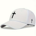 thumbnail image 2 of GBSYEWXS Men Baseball Cap Casual Summer Cross Print Breathable Hat White, 2 of 3