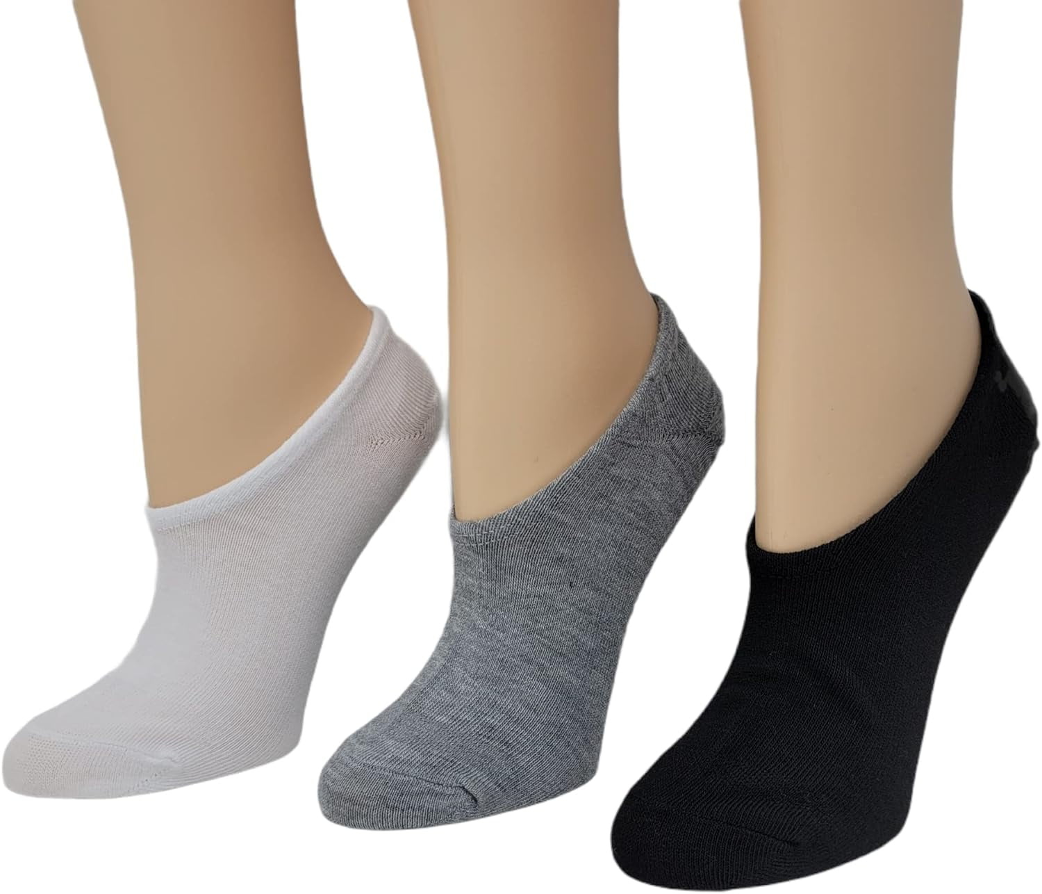 Converse Women's 3 Pack Flat Knit Ultra Low Socks No Show Made For Chucks Shoe Size 6-10 (Black/White/Grey)