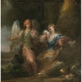 thumbnail image 2 of Italian School 15x15 Black Ornate Wood Framed Double Matted Museum Art Print Titled - Hagar and the Angel in a Cave (17th Century), 2 of 5