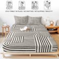 thumbnail image 5 of Full Size Fitted Sheet Set - Black Boho 3 Piece Bedding Sets 16" Deep Pocket Fitted Sheet with 2 Pillowcases, Abstract Geometric Curves Lines Modern Brushed Microfiber Hotel Luxury Bed Sheets, 5 of 9
