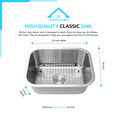 thumbnail image 3 of KBFmore Classic 23 inch 18 Gauge Stainless Steel Undermount Single Bowl Kitchen Sink with Strainer and Grid, 3 of 11