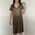 thumbnail image 7 of HomeGardon Nightgowns for Women,Women's Sleepwear,Women's V Neck Solid Color with Chest Cushion Loose and Comfortable Plus Size Home Skirt,M-XXL, 7 of 7