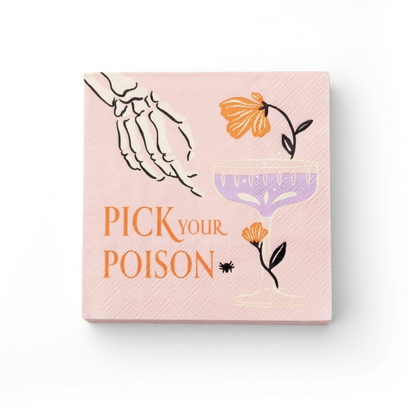 FLORAL HALLOWEEN SKULLS  SPIDERS COCKTAIL NAPKINS