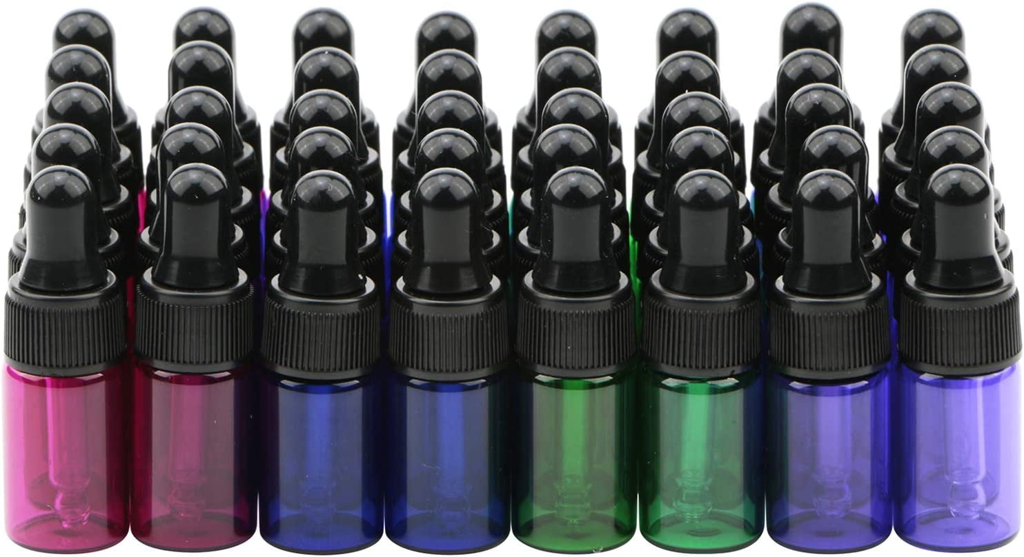 3ml 40pcs Mixed Color Glass Mini Dropper Bottle Set Sample Bottles With