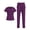 Grape, variant on Women's 4 Way STRETCH Panel Side Top with Slit Zipper Scrub Pants
