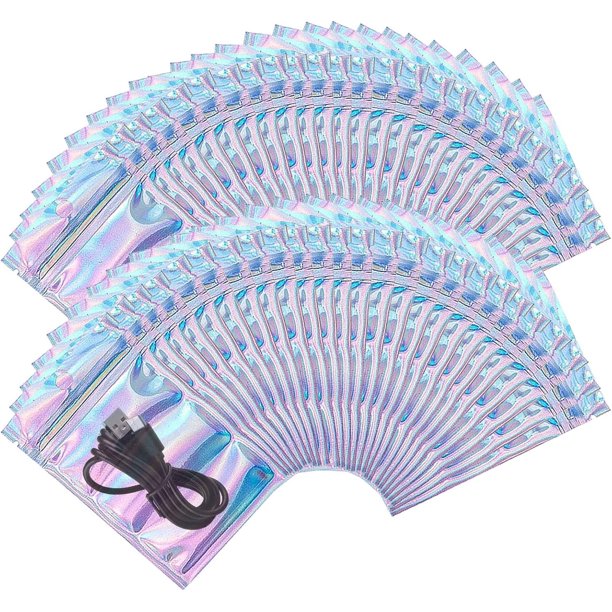 50 Pcs Bolsas Reutilizables para Dulces, Bolsas de Aluminio Resellables para Alimentos, Dulces, Aperitivos, Cosmétics y Más - Sello Hermético para Fácil Almacenamiento