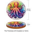 thumbnail image 3 of Octopus Microfiber Leather Round Coasters (6PCS) - Set of 6 Drink Coasters, 11x11 cm/4.3x4.3 Inches, and Heat Table Coasters for Glasses, Cups, and Mugs, 3 of 6