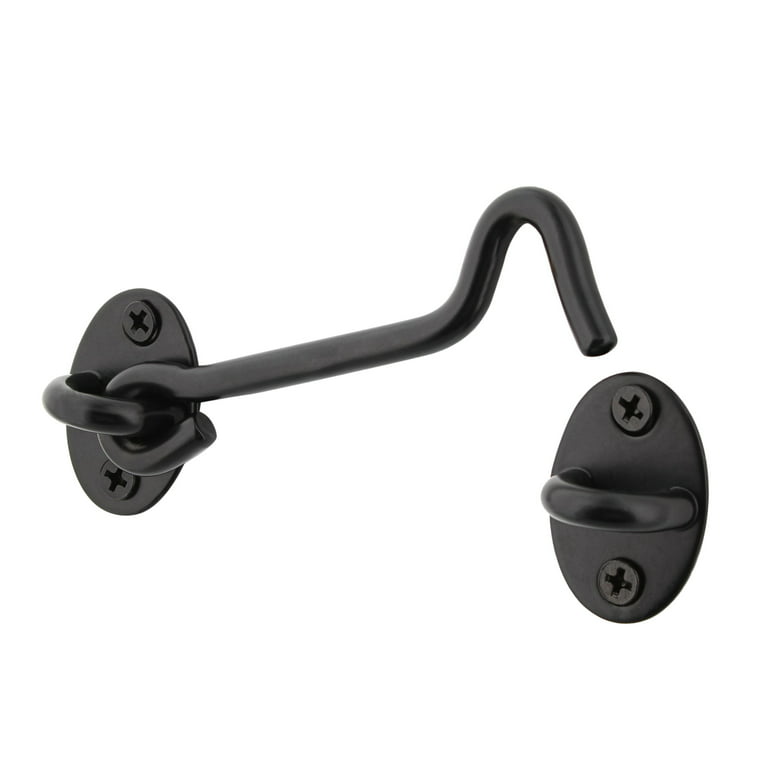 Rural365 Dual Pack Black Metal 4in Privacy Hook and Eye Latch for Front Doors, Sheds, Gates, Drawers, and Barns 803001