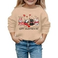 thumbnail image 2 of Tfken Children Girls Sweatshirt Size 2-3 Years Crew Neck Long Sleeve Tops Soft Cat Print Khaki Pullover Sweater, 2 of 4