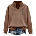 thumbnail image 4 of MESSUEN Baggy Sweatshirt for Women Comfort Sweatshirt Thermal Long Sleeve Women Cute Long Sleeve Top Woman Tops Fall Long Sleeve Tops for Women Coffee 2XL, 4 of 6