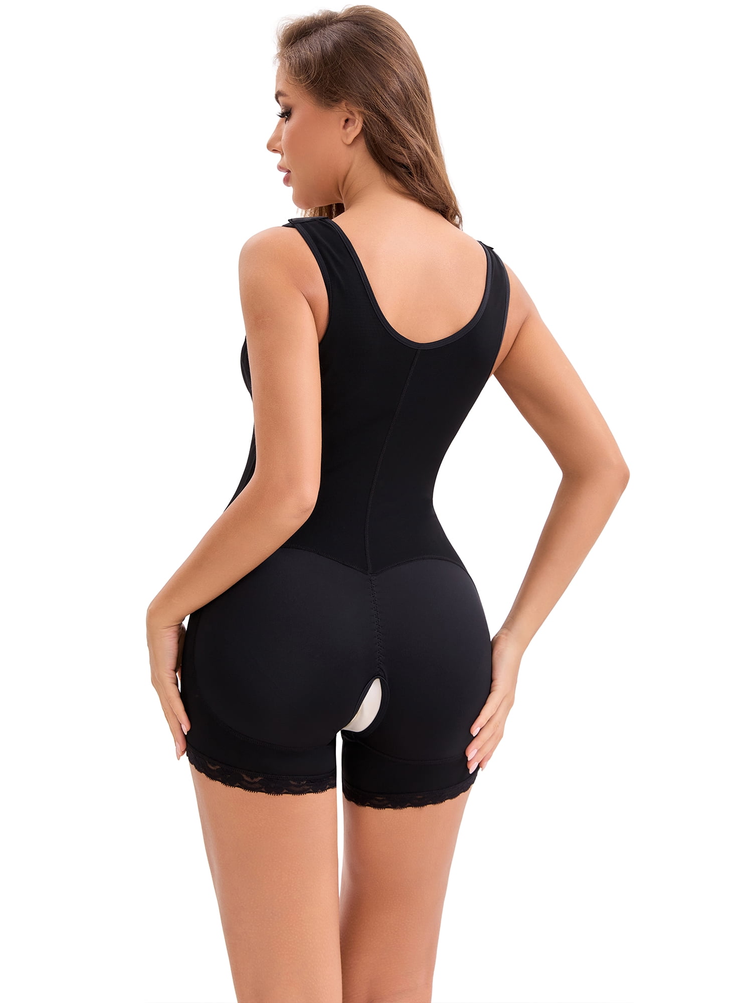 DARING DIVA Shapewear Open Bust Waist Slimmer Mid Thigh Butt Lifting Bodysuit XXL Black