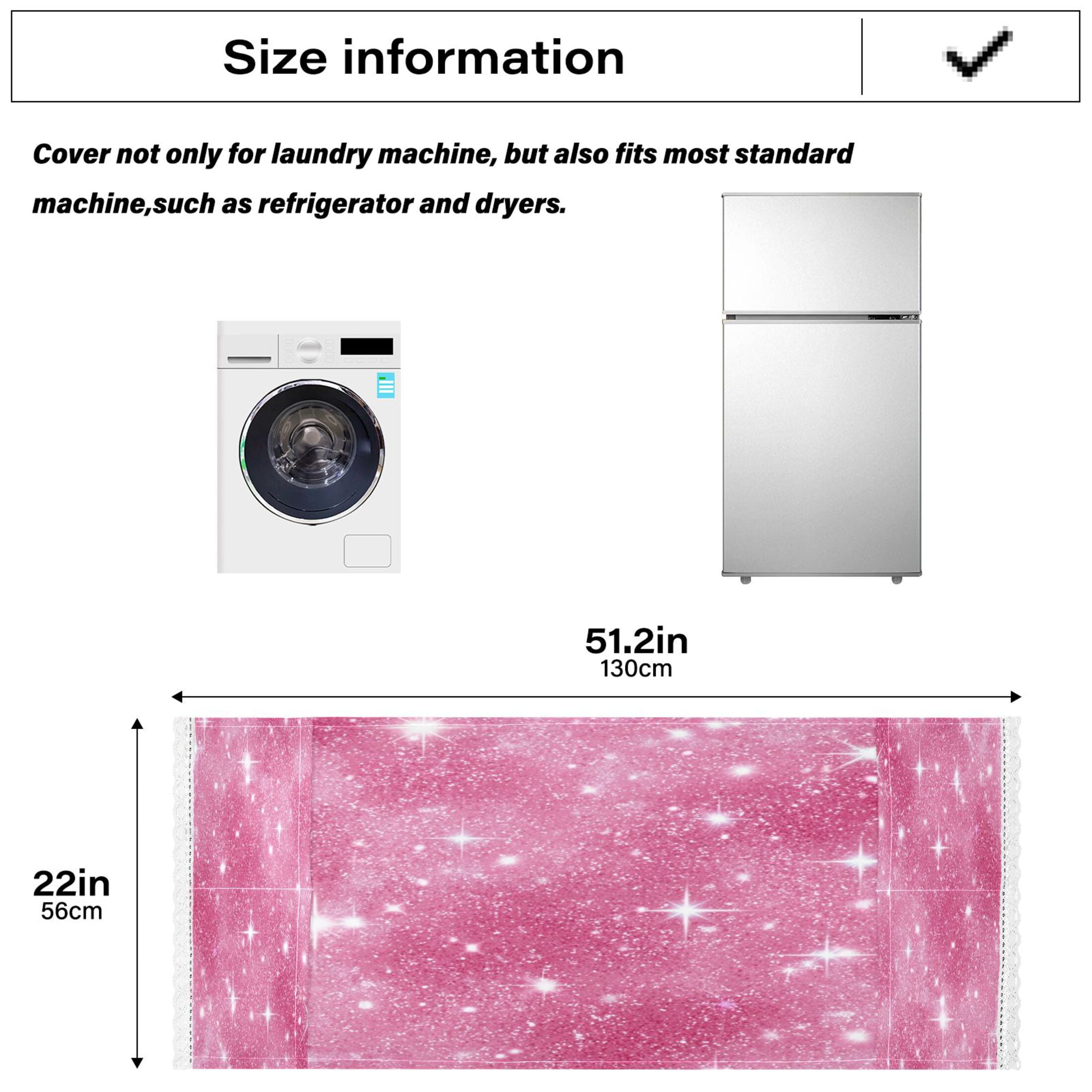 Dustproof Washing Machine Cloth Washer and Dryer Top Covers, Fridge Dust Cover, With Storage Bags Pink Glitter Background