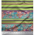 thumbnail image 1 of Soimoi Cotton Poplin Fabric Stripe,Leaves & Paisley Printed Fabric 1 Yard 42 Inch Wide, 1 of 1