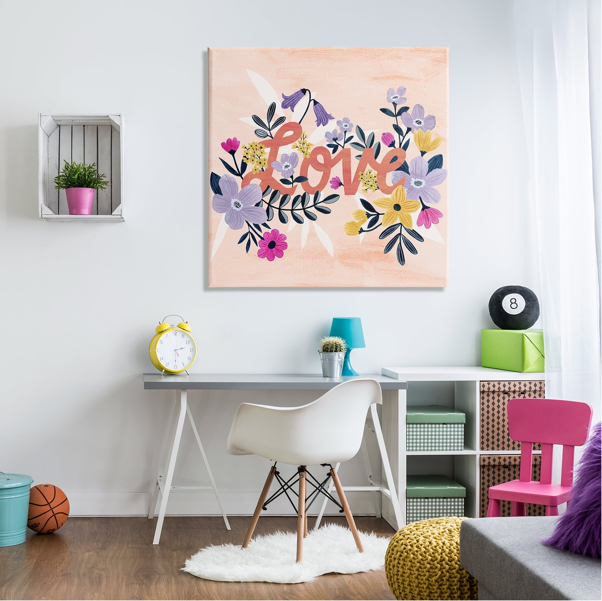 Stupell Industries Love Calligraphy Bold Floral Botanical Border Canvas Wall Art, 36 x 36, Design by Grace Popp