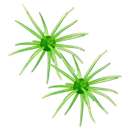 4Pc Dice Bait Fuzzy Baits for Bass Fishing Floating TPR Swimbait with Reflective Stars Tentacle Creature Lure Sea Urchin Bait Soft Plastic Baits Wacky/Neko Rig and Finesse Slow Sinking