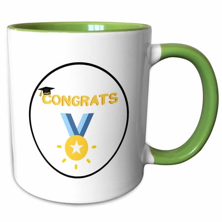 3drose, Congrats Typography with Graduation Icons, 11oz Two-tone Green Mug