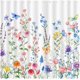 thumbnail image 1 of Cortina de ducha con diseño de flores de acuarela, diseño de mariposas y flores silvestres, impermeable, de poliéster, con 12 ganchos, lavable, para baño, decoración de bañera, 183 x 183 cm., 1 of 6