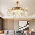 thumbnail image 6 of FINE MAKER 42" Luxury Gold 8-Lights LED Crystal Chandelier Retractable Ceiling Fan Lamp w/Remote Control, 6 of 12