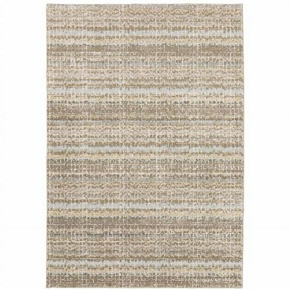 HomeRoots  10 x 13 ft. Ivory Gray Tan & Brown Abstract Power Loom Stain Resistant Rectangle Area Rug - Ivory Gray Tan and Brown