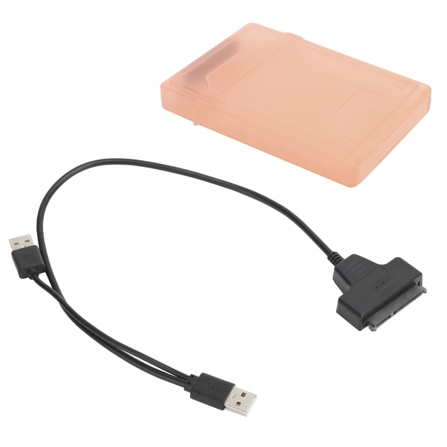Hard Disk Cable, Dual Way Opening Stable ABS Protection Box High Speed Dual Interfaces with LED Status Indicator for 2.5in HDD SSD Red