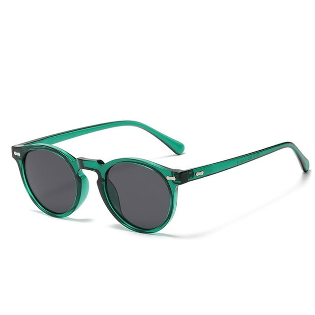 Gafas de sol retro literarias, gafas de sol redondas de moda europea y americana con clavos de arroz, hechas de PC