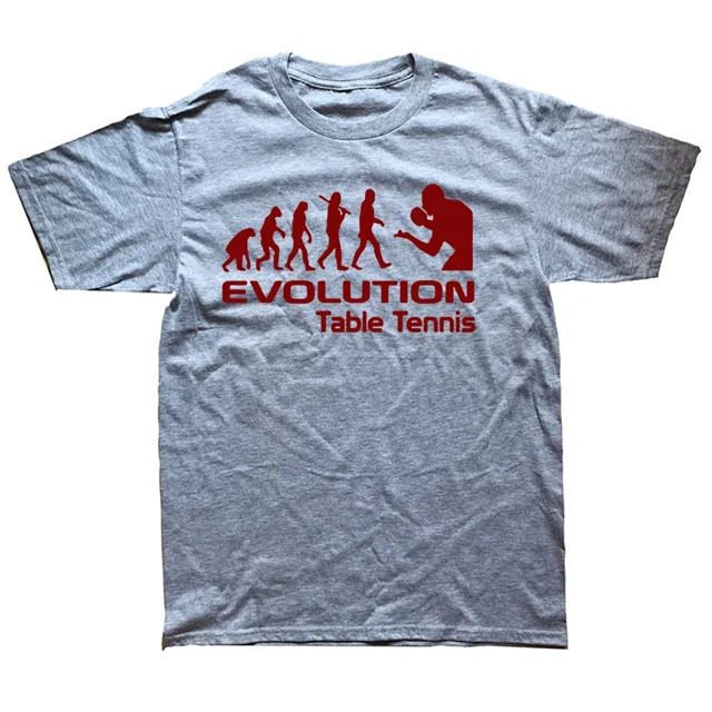 Camiseta deportiva de algodón con estampado gráfico de manga corta estilo Harajuku hip hop para hombre, camisetas divertidas con la evolución del tenis de mesa