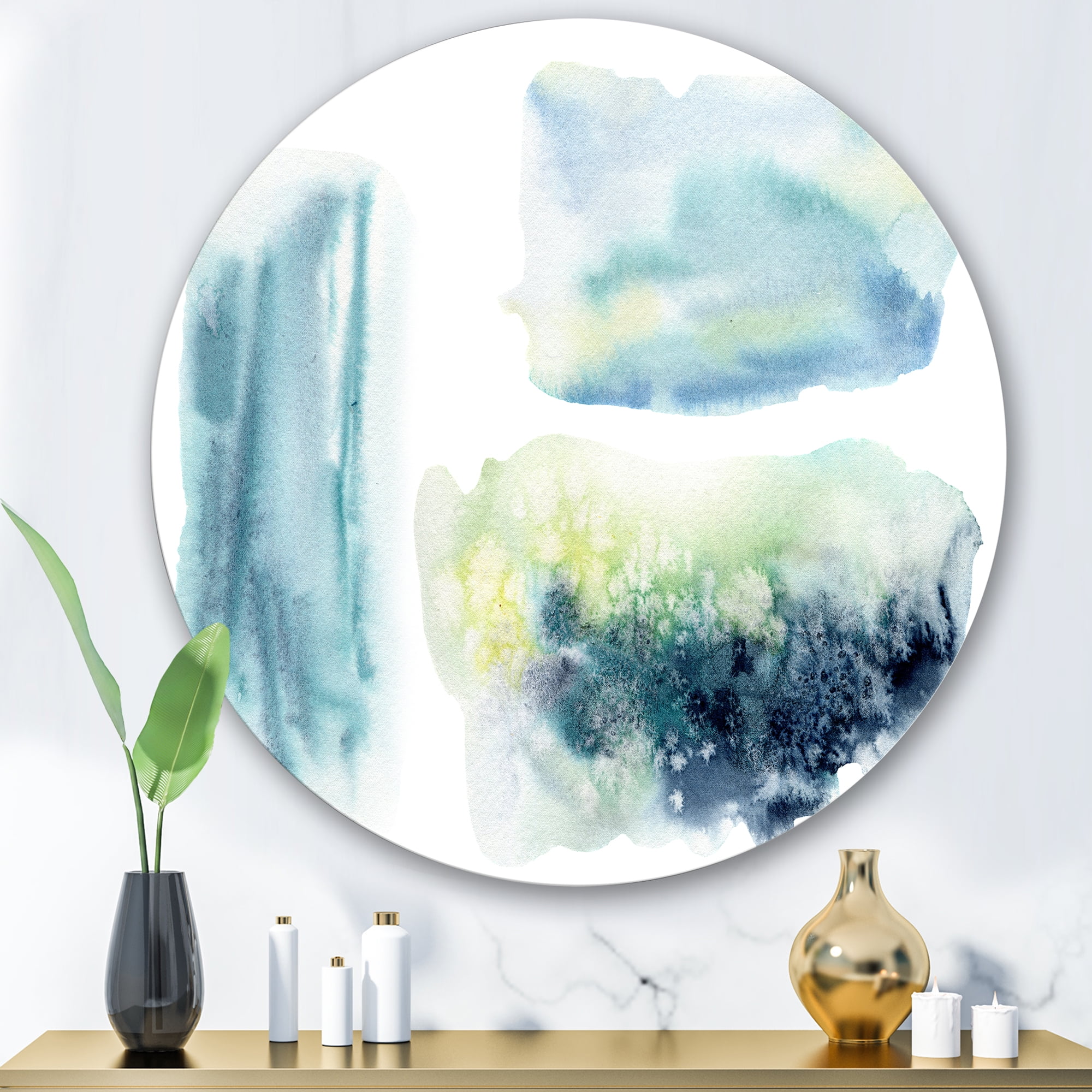 Designart 'Abstract Clouds Underwater' Modern Circle Metal Wall Art 29x29 - Disc of 29