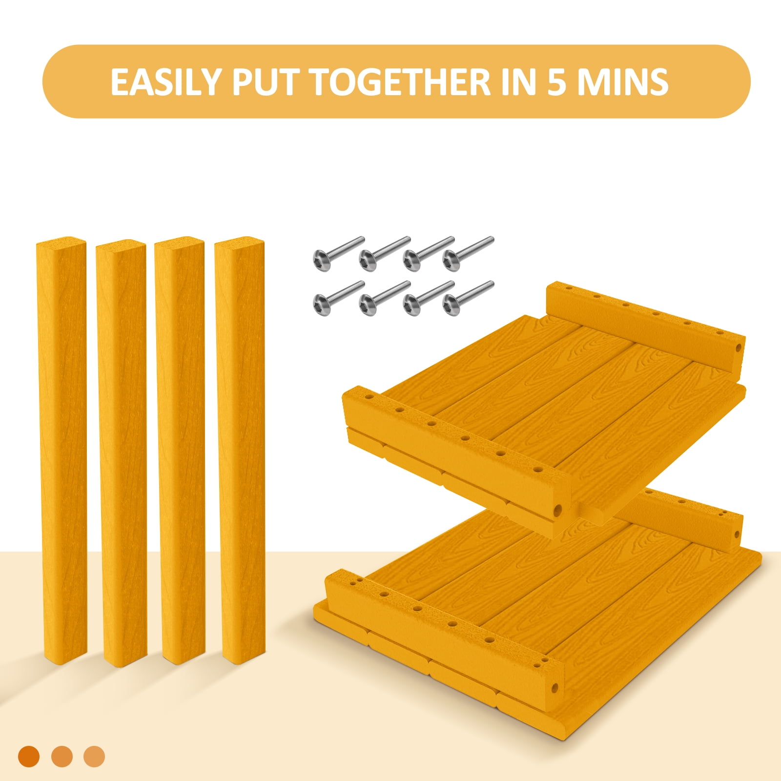Nalone 2-Tier Outdoor Side Table, HDPE All Weather Outdoor Coffee Table Adirondack Patio End Table, Outside Deck Table for Indoor Living Room Bedroom Porch Backyard, Tangerine