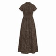 thumbnail image 5 of Dolkfu Brown Women'S Dresses Shirt Dress Long Collared Short Sleeve Dresses Paisley Relaxed Fit Geometric Abstract Garments Coffee,Xxxxl, 5 of 5