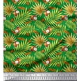 thumbnail image 1 of Soimoi Satin Silk Fabric Tropical Leaves & Coconut Fruits Fabric Prints By Yard 42 Inch Wide, 1 of 1