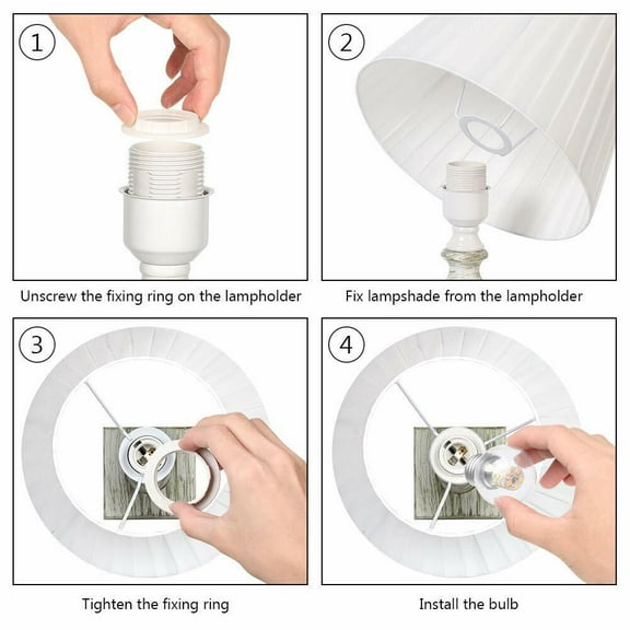 White Bedside Table Lamps - Set of 2 Vintage Elegant Nightstand Lamps Bedroom