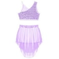 thumbnail image 4 of inhzoy Girls Lyrical Ballet Dance Leotard Tutu Dress Sequins Crop Top Mesh Irregular Skirt Dancewear, 4 of 6